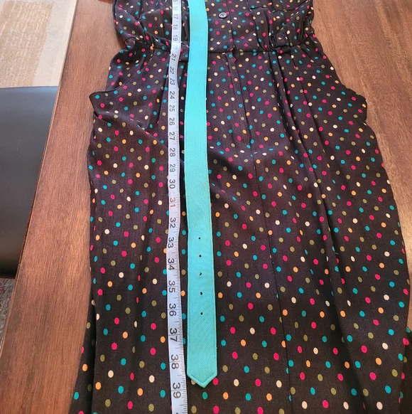 Vintage Polka Dot Button-Up Midi Dress And Matching Belt - Picture 7 of 8